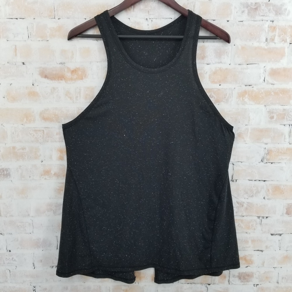 Lululemon Black Goal Up Tank Top Racer Shirt Open Back Athleticwear Size 10 est.
